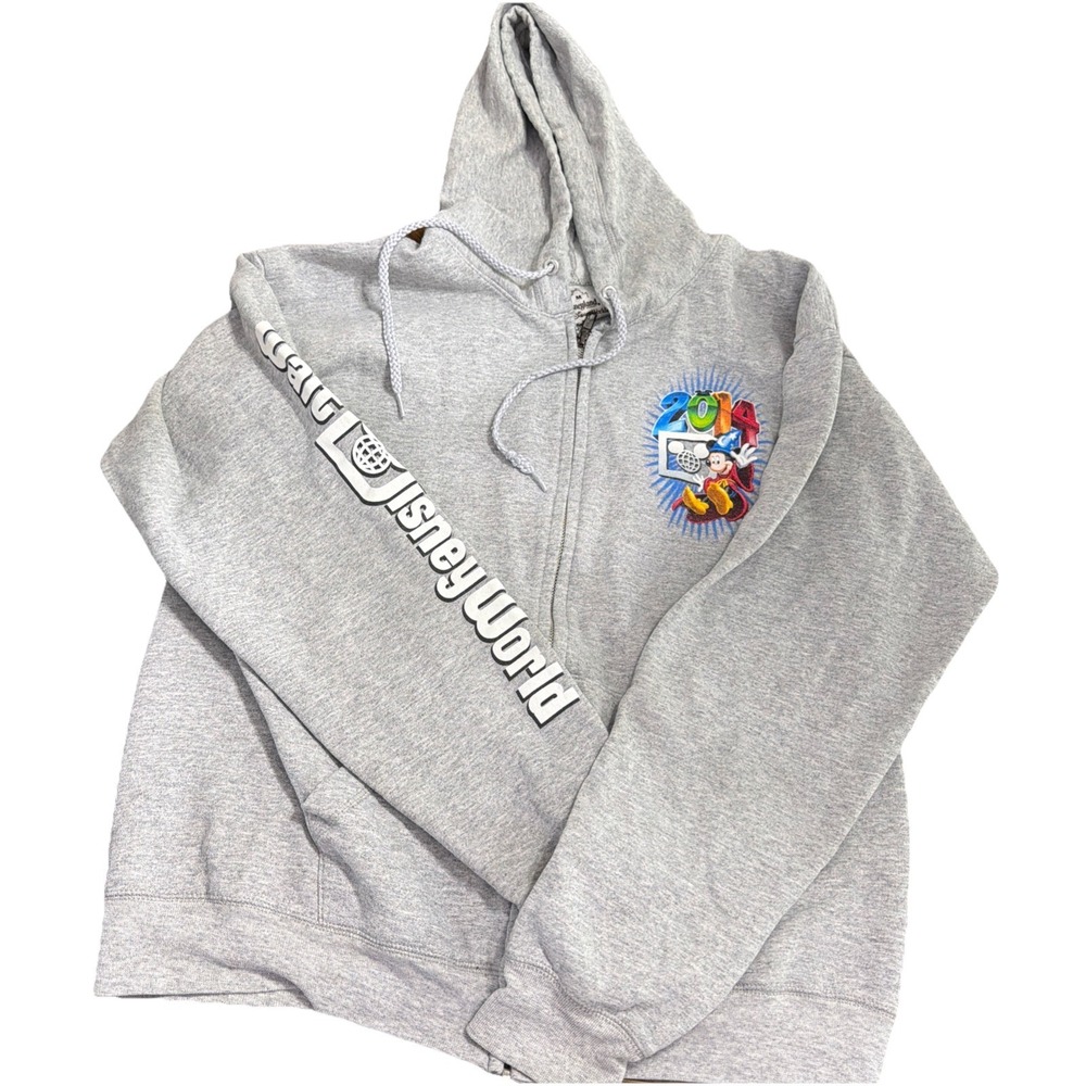 2014 WDW Walt Disney World Full Zip Jacket Hoodie Gray Men's Size M Mickey Mouse